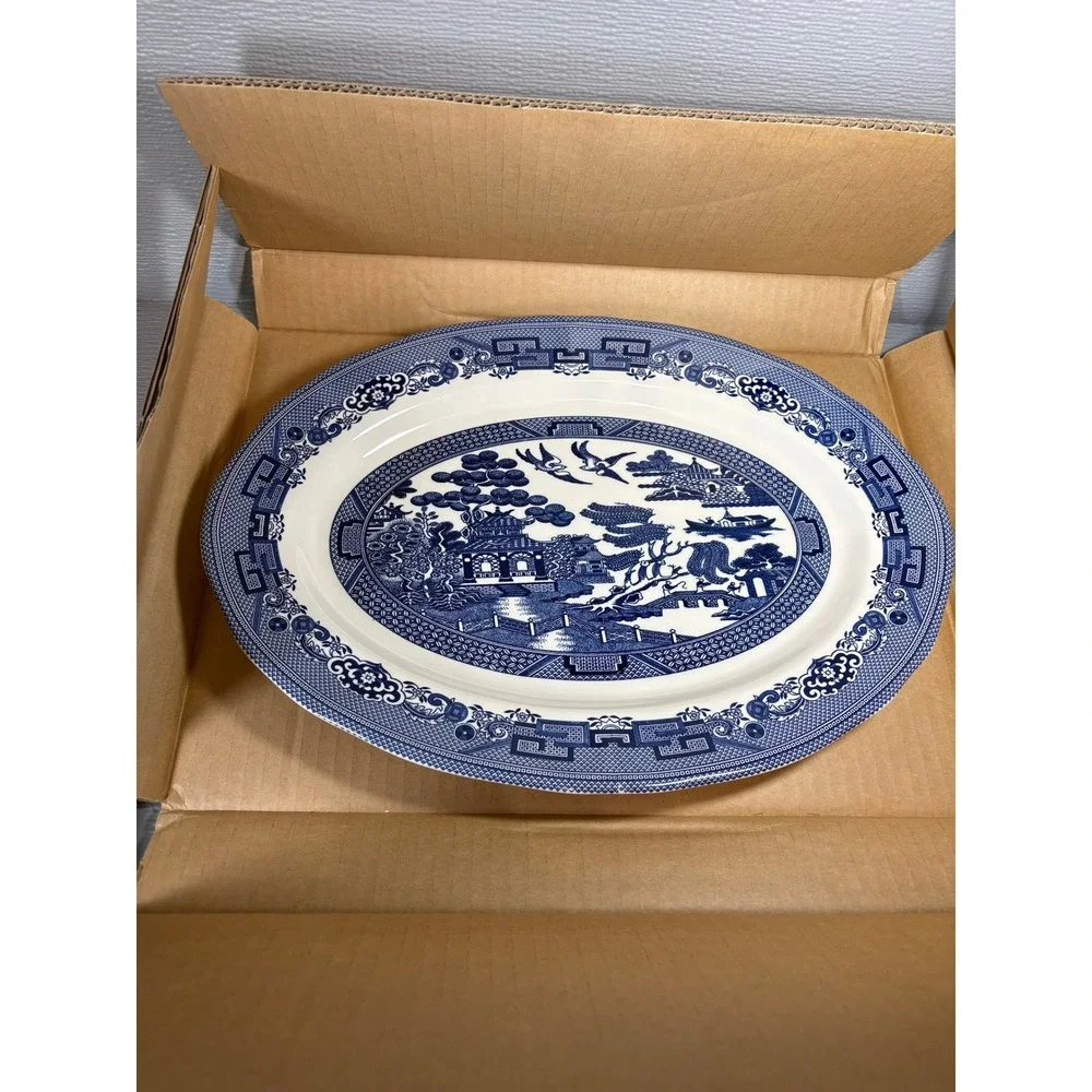 Legend‎ British Heritage Blue Willow Oval Serving Platter Earthenware 15.5 Inch